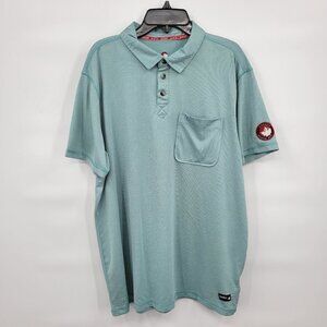 Canada Weather Men Green Knit Short Sleeve Collar Neck Polo Shirt Top Size Large